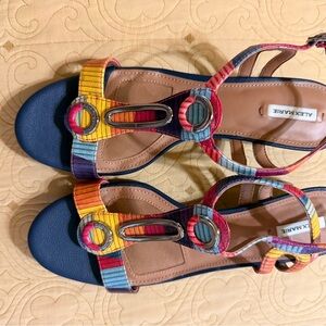 Alex Marie Multicolor Strappy Sandals - Navy, Red, Yellow & Teal